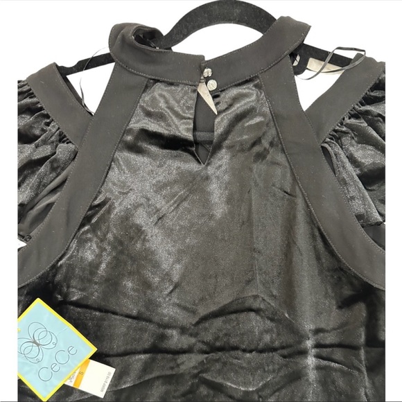 NWT CeCe Black Velvet Mini Dress - Picture 4 of 7